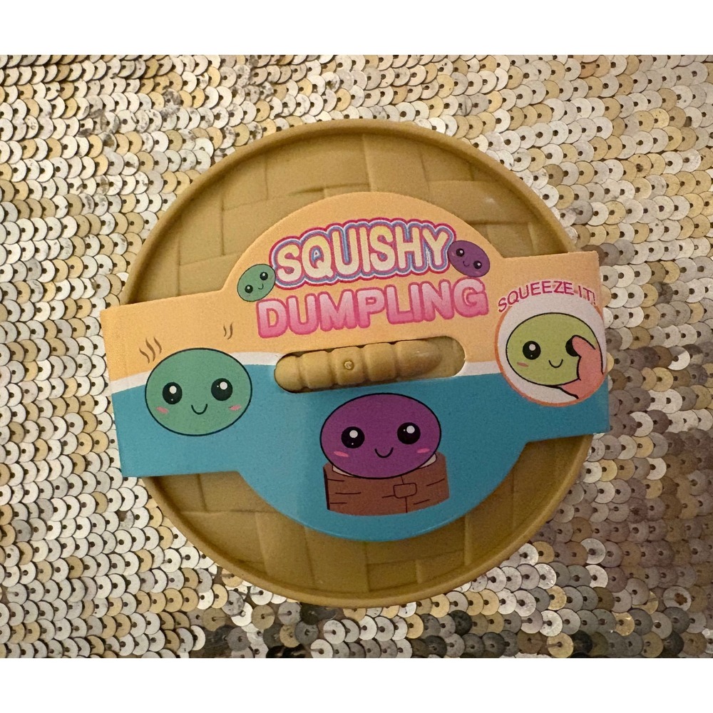 Squishy Dumpling Fidget Toy Purple Kawaii Stress Relief Toy in Steamer Basket